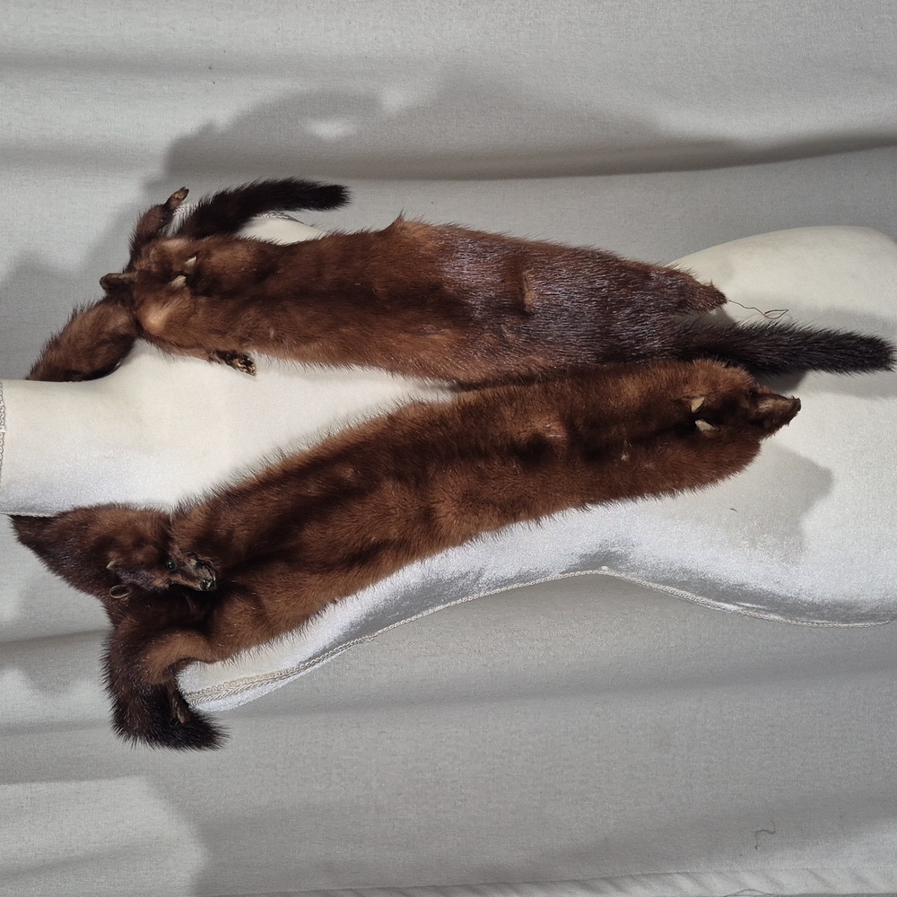 1940s Full Body Mink Stole OS 4 Pelts Heads+Tails Vintage Winter Luxury Scarf